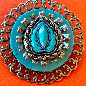 Beautiful lacy blue vintage filigree pin